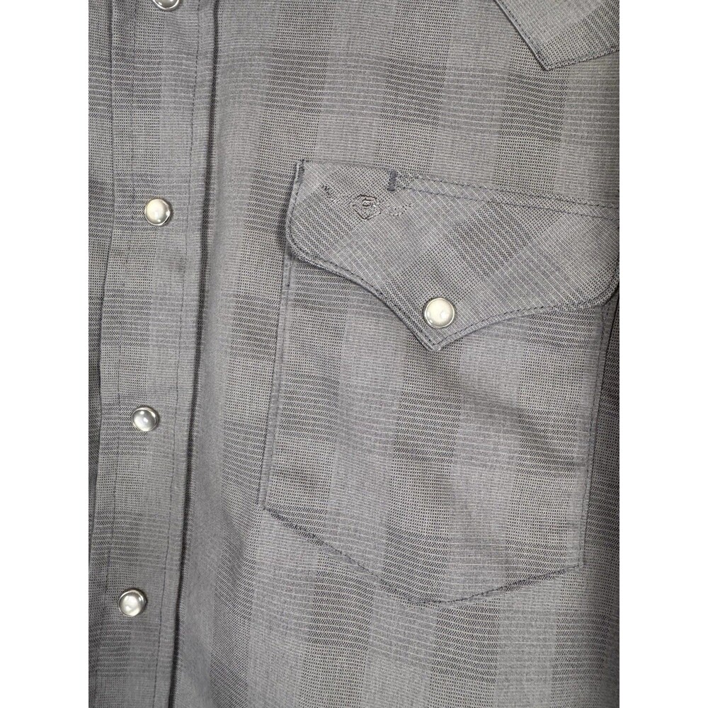Flying R Ranchwear Shirt 20.5 36 Gray‎ Tonal Plaid Pearl Snap Western Workwear - Picture 7 of 13